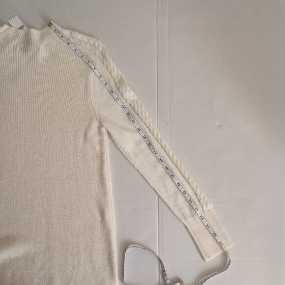Banana Republic Cream Cable Knit Mock Neck Long Sweater Women’s Size S NWT - Picture 12 of 14